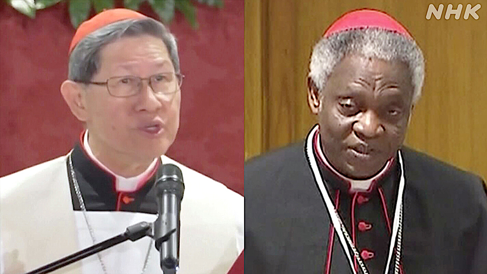 Kardinal Tagle (kiri) dari Filipina dan Kardinal Turkson dari Ghana sempat dianggap sebagai kandidat utama.