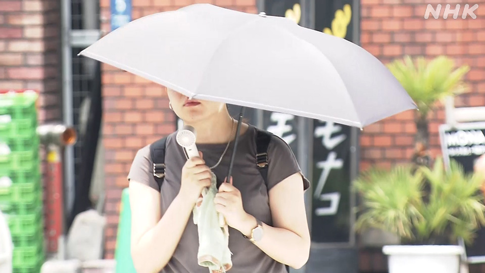 Kipas portabel di satu tangan, payung di tangan lainnya... beginilah suasana musim panas di Jepang. Musim yang sangat terik.