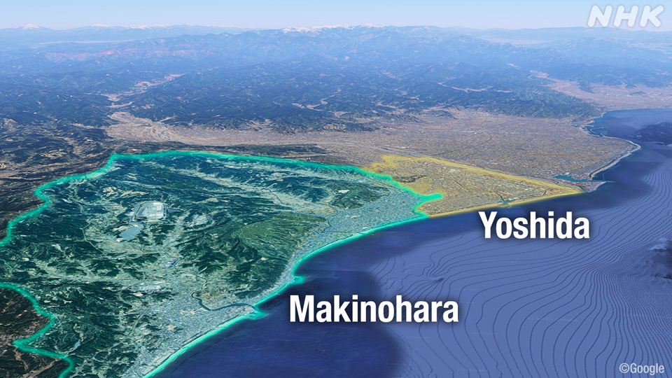 Garis pantai di sekitar Makinohara dan Yoshida