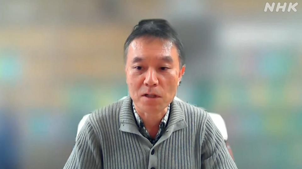 Profesor Sakai Yuki dari Lembaga Penelitian Pencegahan Bencana Universitas Kyoto memberi keterangan kepada NHK.