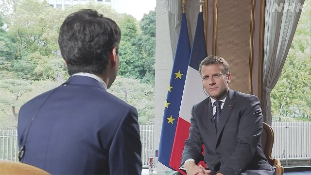 Presiden Prancis Macron berbicara kepada NHK.