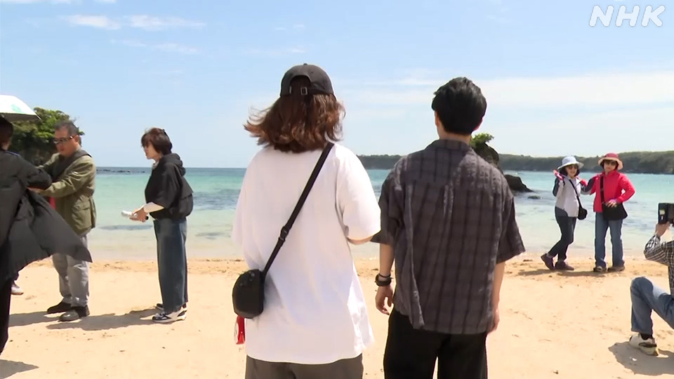 Wisatawan asal Korea Selatan saat berkunjung ke Tsushima, Prefektur Nagasaki, pada bulan April lalu.