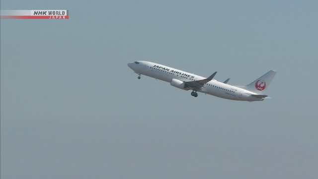 Pesawat maskapai domestik di bandara Jepang