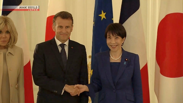 Perdana Menteri Jepang Takaichi Sanae bertemu Presiden Prancis Emmanuel Macron dalam pertemuan puncak di Wisma Tamu Negara Tokyo.