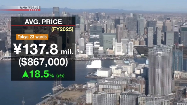 Pemandangan gedung kondominium bertingkat di kawasan perkotaan Tokyo.