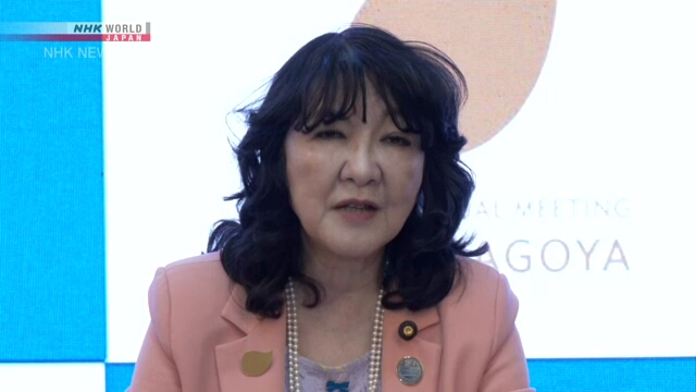 Menteri Keuangan Jepang Katayama Satsuki memberikan pernyataan dalam pertemuan dewan Bank Pembangunan Asia di Uzbekistan.