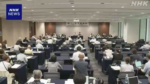 Para anggota Nihon Hidankyo membahas masa depan organisasi dalam rapat umum di Tokyo.