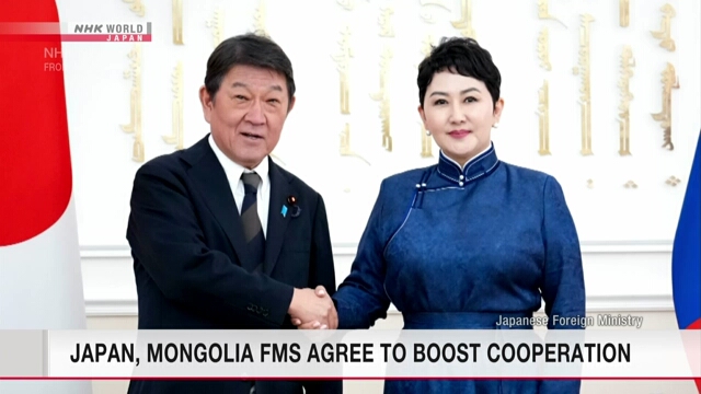 Pertemuan bilateral Menteri Luar Negeri Jepang Motegi Toshimitsu dan Menteri Luar Negeri Mongolia Batmunkh Battsetseg di Ulaanbaatar