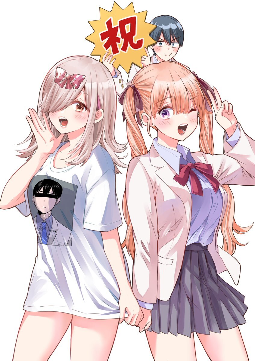 Visual promosi karakter Nagi Umino dan Erika Amano untuk pengumuman musim kedua anime Kakkou no Iinazuke.