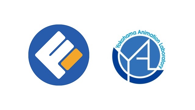 Logo Frontier Works dan Yokohama Animation Lab dalam pengumuman kerja sama akuisisi anak perusahaan.