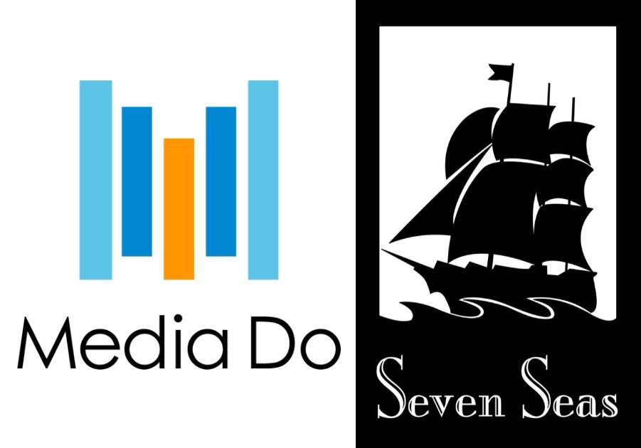Ilustrasi kerja sama bisnis antara Media Do dan Seven Seas Entertainment dalam industri penerbitan manga.