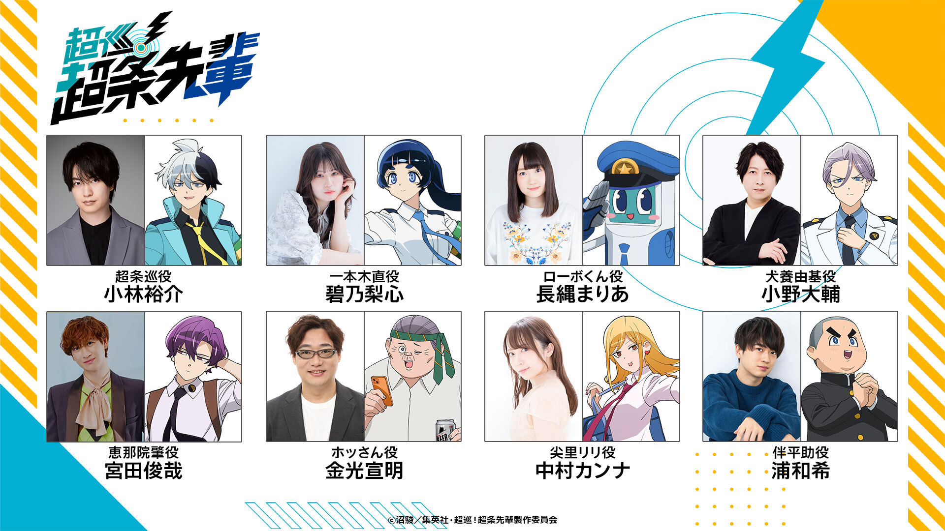 Visual utama anime Choujun! Choujou-senpai yang menampilkan karakter utama Meguru Choujou dan Nao Ippongi.
